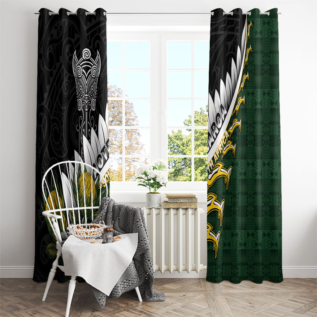 Rugby New Zealand And South Africa Window Curtain Silver Fern With Springboks
