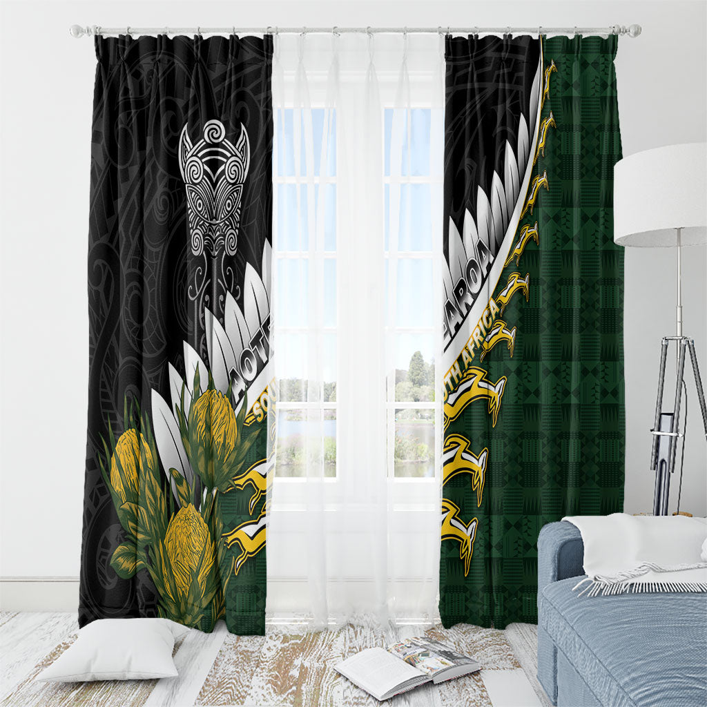 Rugby New Zealand And South Africa Window Curtain Silver Fern With Springboks