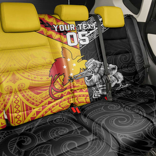New Zealand And Papua New Guinea Rugby Custom Back Car Seat Cover Maori Kiwi With Bird of Paradise