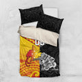 New Zealand And Papua New Guinea Rugby Custom Bedding Set Maori Kiwi With Bird of Paradise