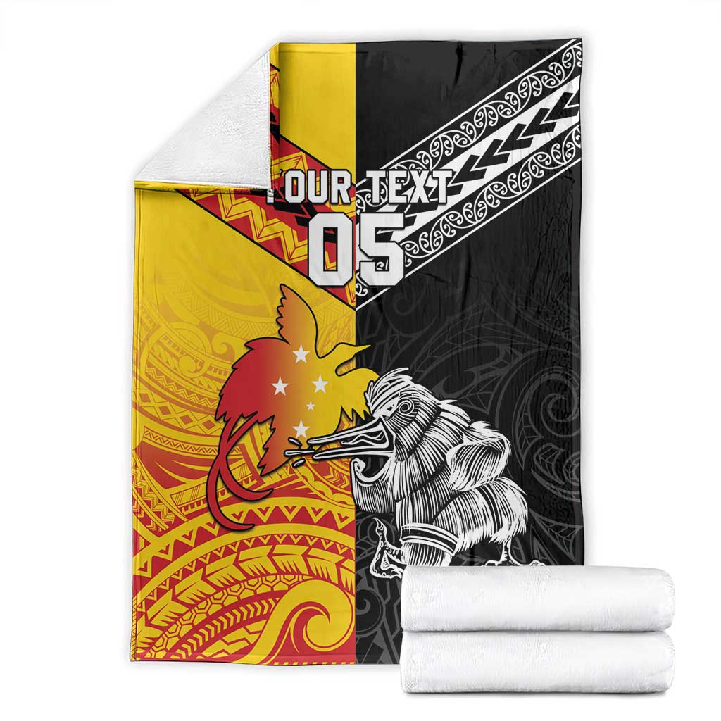 New Zealand And Papua New Guinea Rugby Custom Blanket Maori Kiwi With Bird of Paradise