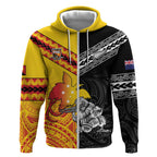New Zealand And Papua New Guinea Rugby Custom Zip Hoodie Maori Kiwi With Bird of Paradise