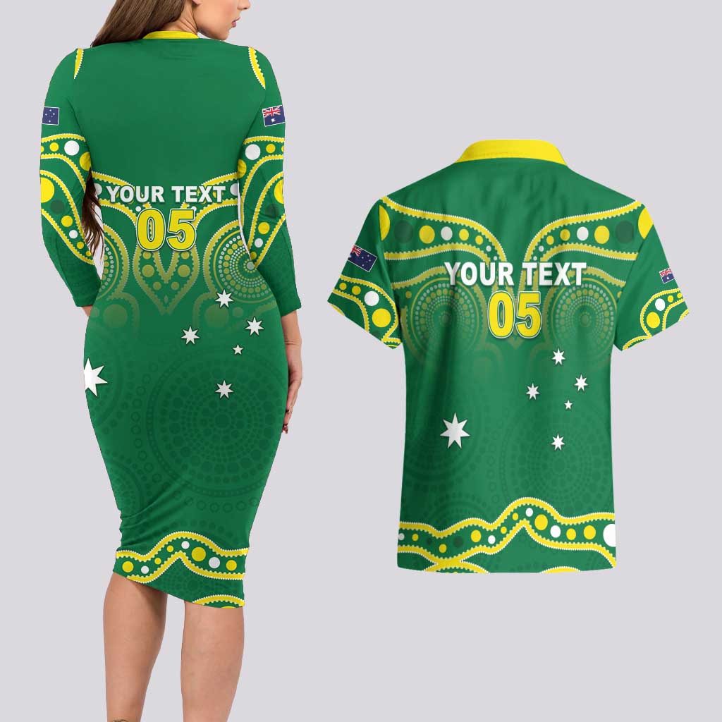 Australia Rugby Custom Couples Matching Long Sleeve Bodycon Dress and Hawaiian Shirt Kangaroos Make History Pacific Champions