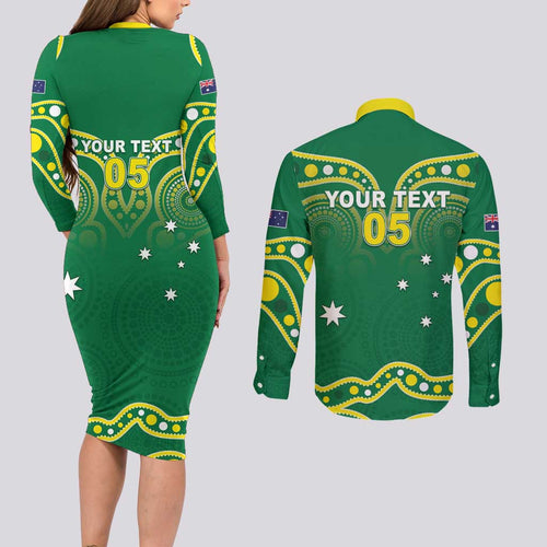 Australia Rugby Custom Couples Matching Long Sleeve Bodycon Dress and Long Sleeve Button Shirt Kangaroos Make History Pacific Champions