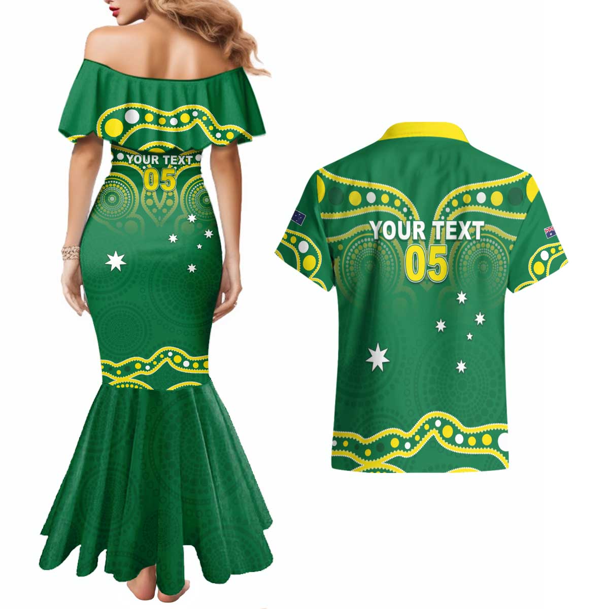 Australia Rugby Custom Couples Matching Mermaid Dress and Hawaiian Shirt Kangaroos Make History Pacific Champions