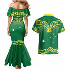 Australia Rugby Custom Couples Matching Mermaid Dress and Hawaiian Shirt Kangaroos Make History Pacific Champions
