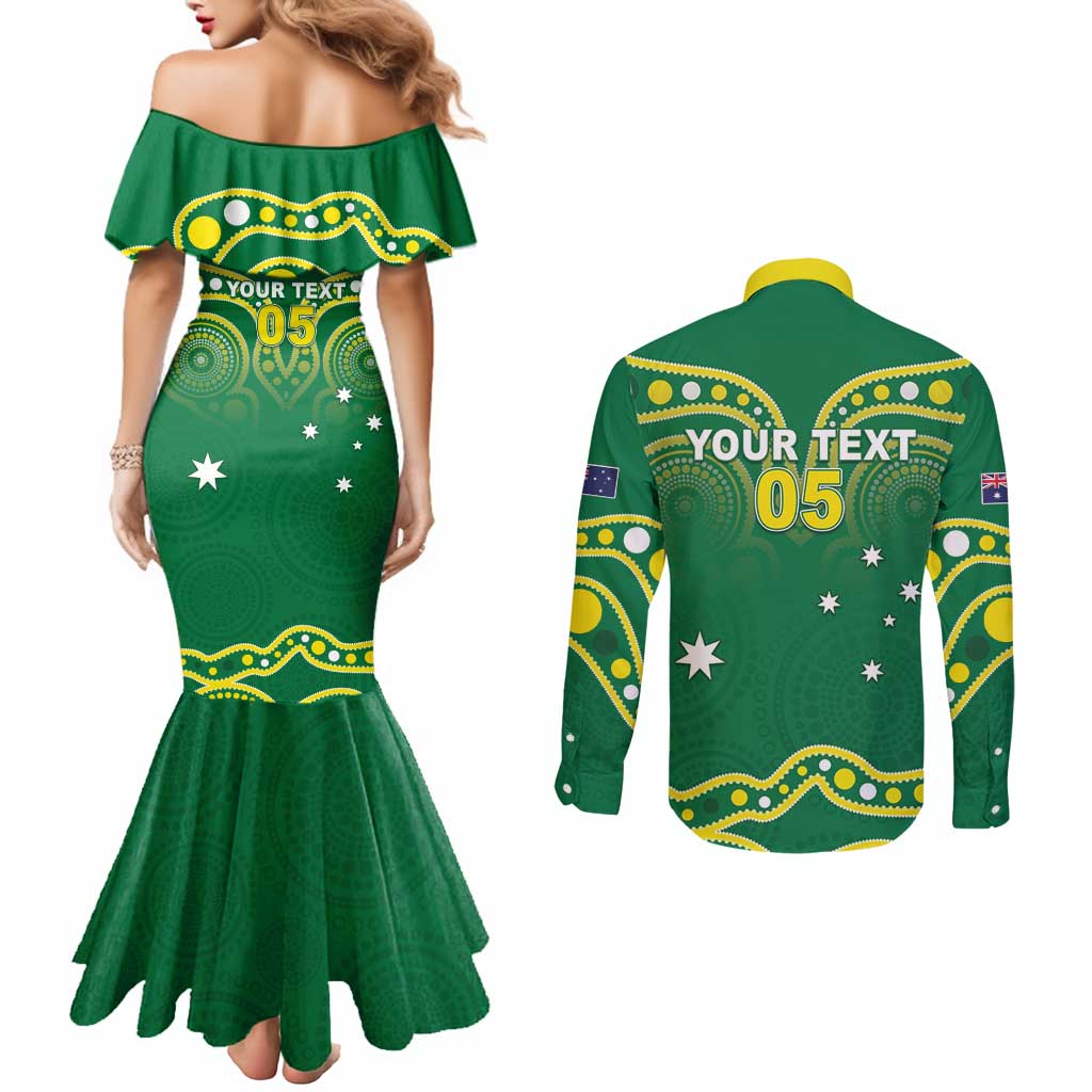 Australia Rugby Custom Couples Matching Mermaid Dress and Long Sleeve Button Shirt Kangaroos Make History Pacific Champions