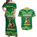 Australia Rugby Custom Couples Matching Off Shoulder Maxi Dress and Hawaiian Shirt Kangaroos Make History Pacific Champions