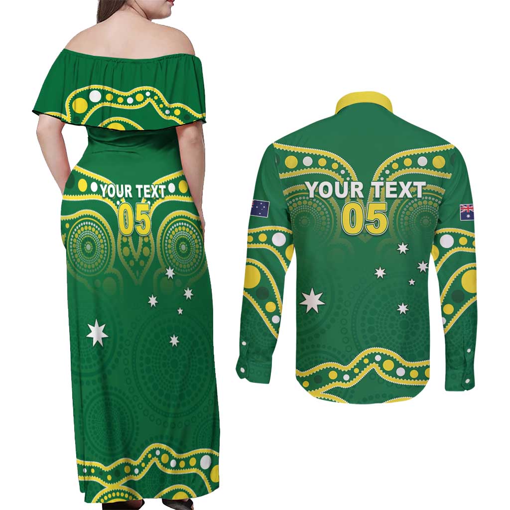 Australia Rugby Custom Couples Matching Off Shoulder Maxi Dress and Long Sleeve Button Shirt Kangaroos Make History Pacific Champions