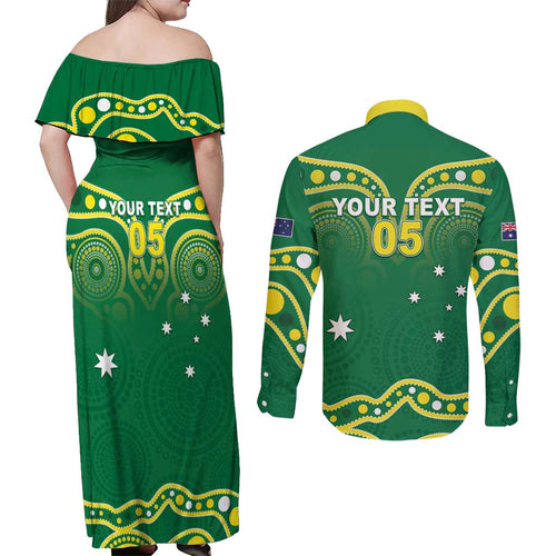 Australia Rugby Custom Couples Matching Off Shoulder Maxi Dress and Long Sleeve Button Shirt Kangaroos Make History Pacific Champions