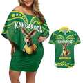 Australia Rugby Custom Couples Matching Off Shoulder Short Dress and Hawaiian Shirt Kangaroos Make History Pacific Champions