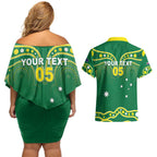 Australia Rugby Custom Couples Matching Off Shoulder Short Dress and Hawaiian Shirt Kangaroos Make History Pacific Champions