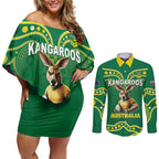 Australia Rugby Custom Couples Matching Off Shoulder Short Dress and Long Sleeve Button Shirt Kangaroos Make History Pacific Champions