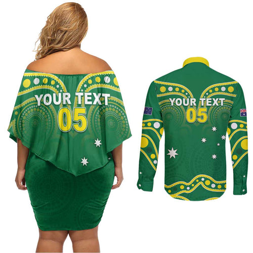 Australia Rugby Custom Couples Matching Off Shoulder Short Dress and Long Sleeve Button Shirt Kangaroos Make History Pacific Champions