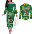 Australia Rugby Custom Couples Matching Off The Shoulder Long Sleeve Dress and Long Sleeve Button Shirt Kangaroos Make History Pacific Champions