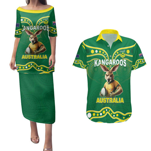 Australia Rugby Custom Couples Matching Puletasi and Hawaiian Shirt Kangaroos Make History Pacific Champions