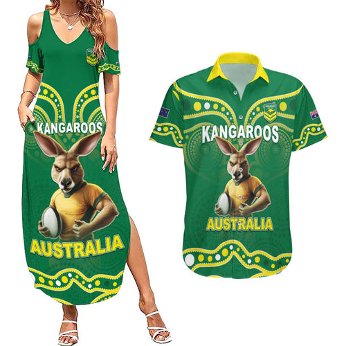 Australia Rugby Custom Couples Matching Summer Maxi Dress and Hawaiian Shirt Kangaroos Make History Pacific Champions
