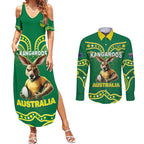 Australia Rugby Custom Couples Matching Summer Maxi Dress and Long Sleeve Button Shirt Kangaroos Make History Pacific Champions