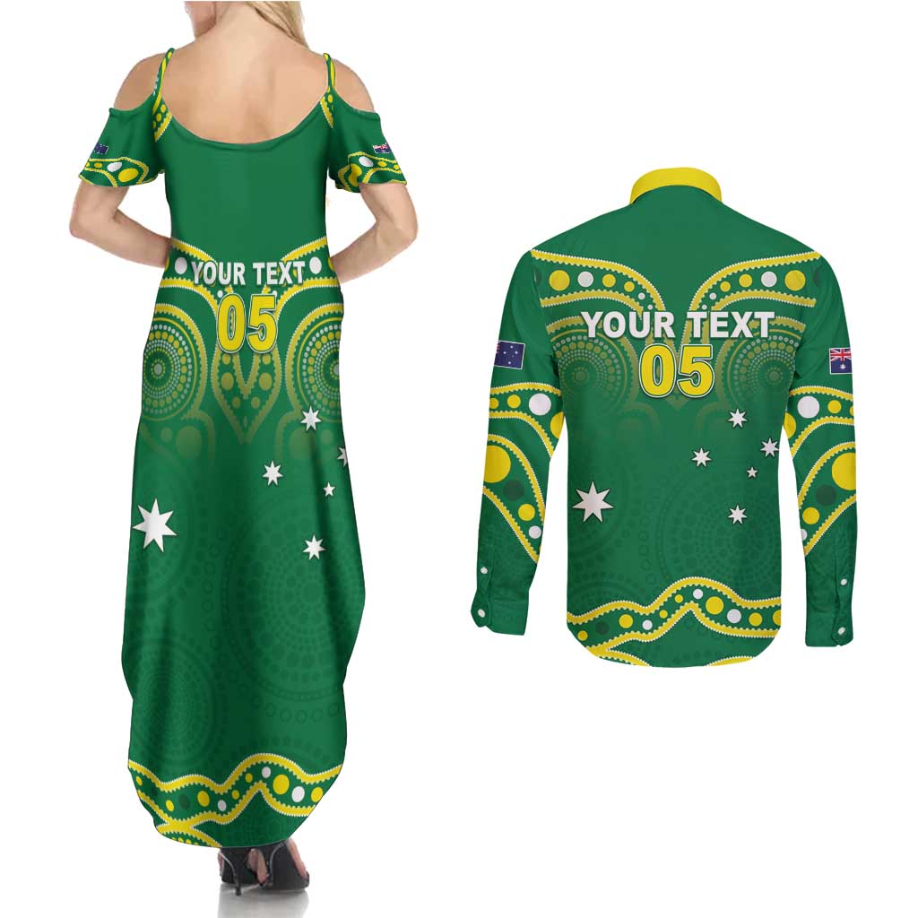 Australia Rugby Custom Couples Matching Summer Maxi Dress and Long Sleeve Button Shirt Kangaroos Make History Pacific Champions