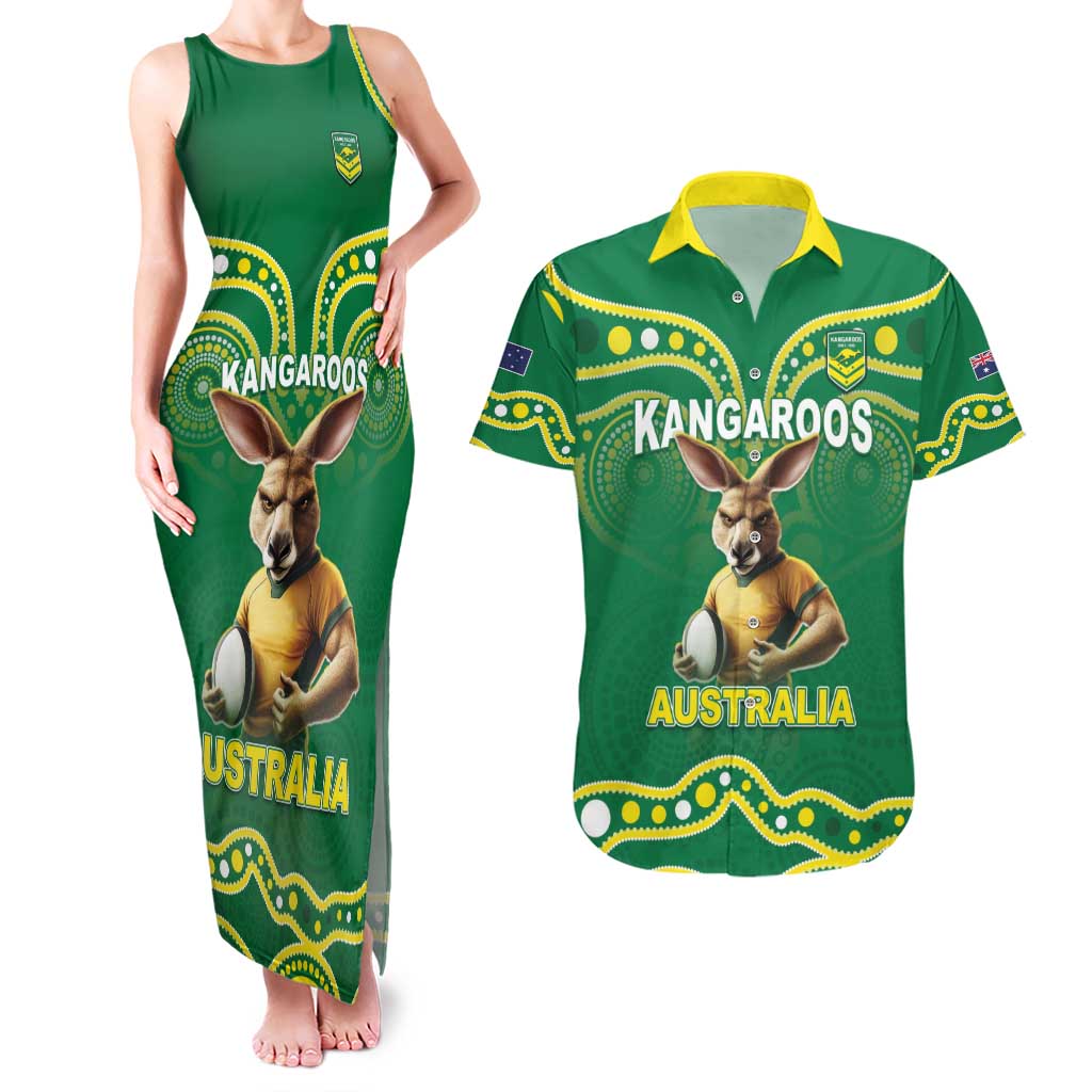 Australia Rugby Custom Couples Matching Tank Maxi Dress and Hawaiian Shirt Kangaroos Make History Pacific Champions