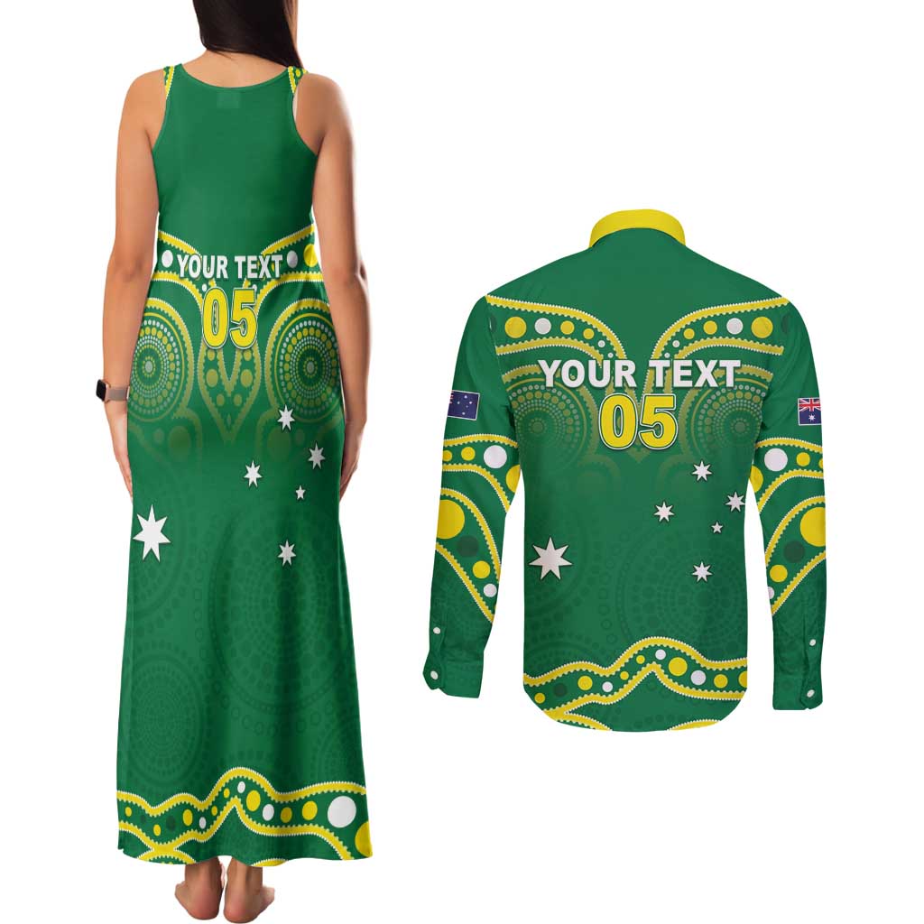 Australia Rugby Custom Couples Matching Tank Maxi Dress and Long Sleeve Button Shirt Kangaroos Make History Pacific Champions
