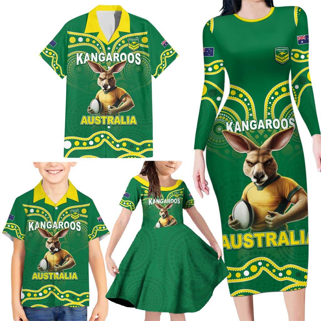 Australia Rugby Custom Family Matching Long Sleeve Bodycon Dress and Hawaiian Shirt Kangaroos Make History Pacific Champions