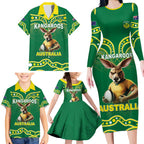 Australia Rugby Custom Family Matching Long Sleeve Bodycon Dress and Hawaiian Shirt Kangaroos Make History Pacific Champions
