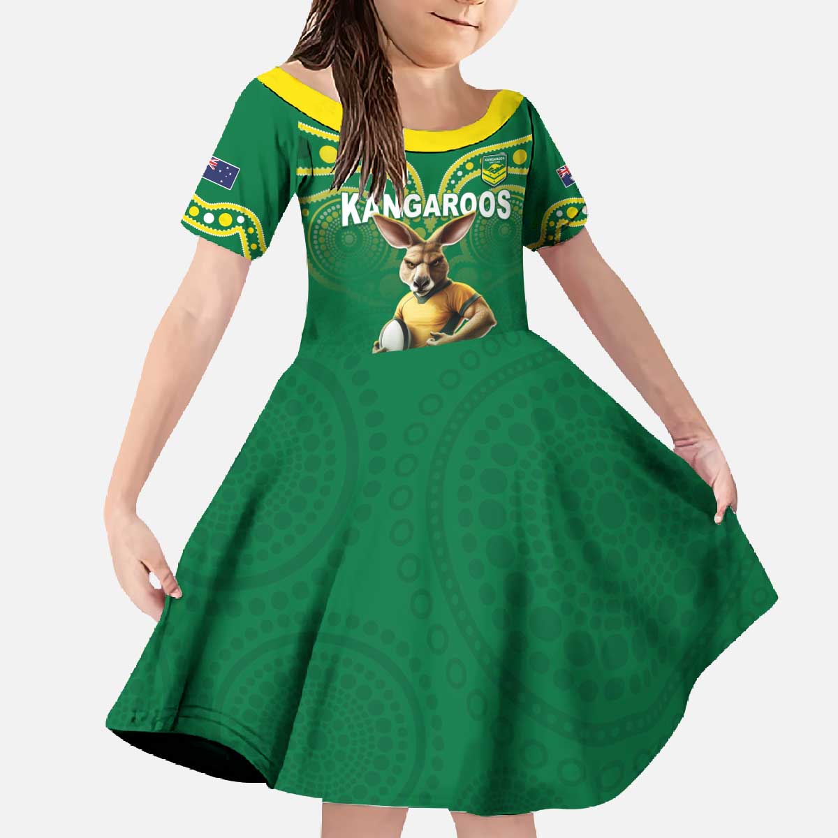 Australia Rugby Custom Family Matching Off The Shoulder Long Sleeve Dress and Hawaiian Shirt Kangaroos Make History Pacific Champions