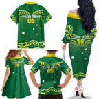 Australia Rugby Custom Family Matching Off The Shoulder Long Sleeve Dress and Hawaiian Shirt Kangaroos Make History Pacific Champions