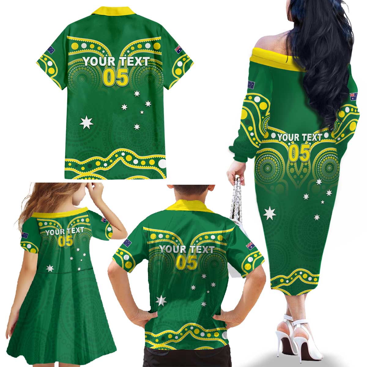 Australia Rugby Custom Family Matching Off The Shoulder Long Sleeve Dress and Hawaiian Shirt Kangaroos Make History Pacific Champions
