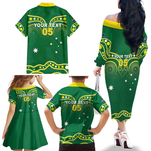 Australia Rugby Custom Family Matching Off The Shoulder Long Sleeve Dress and Hawaiian Shirt Kangaroos Make History Pacific Champions