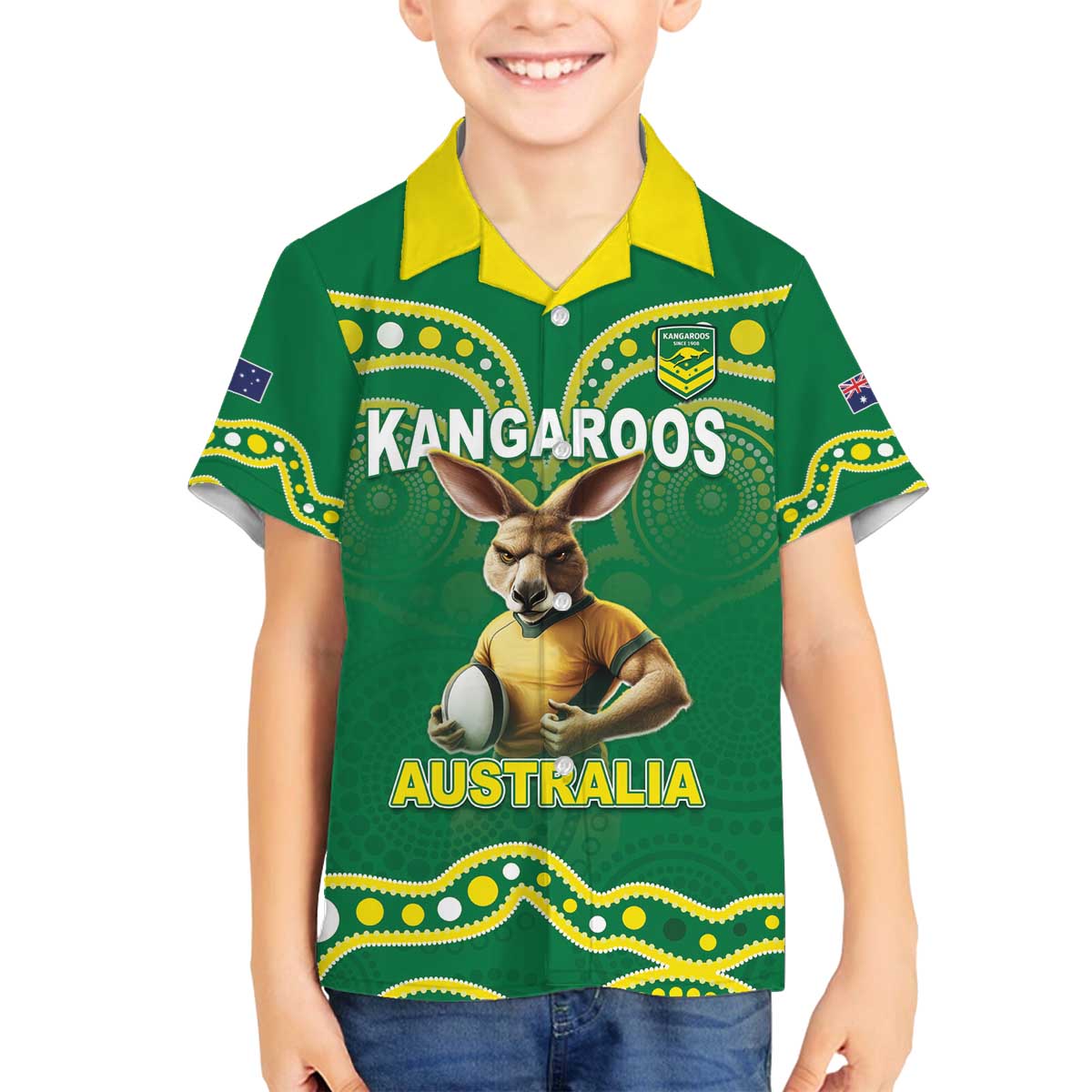 Australia Rugby Custom Family Matching Off The Shoulder Long Sleeve Dress and Hawaiian Shirt Kangaroos Make History Pacific Champions