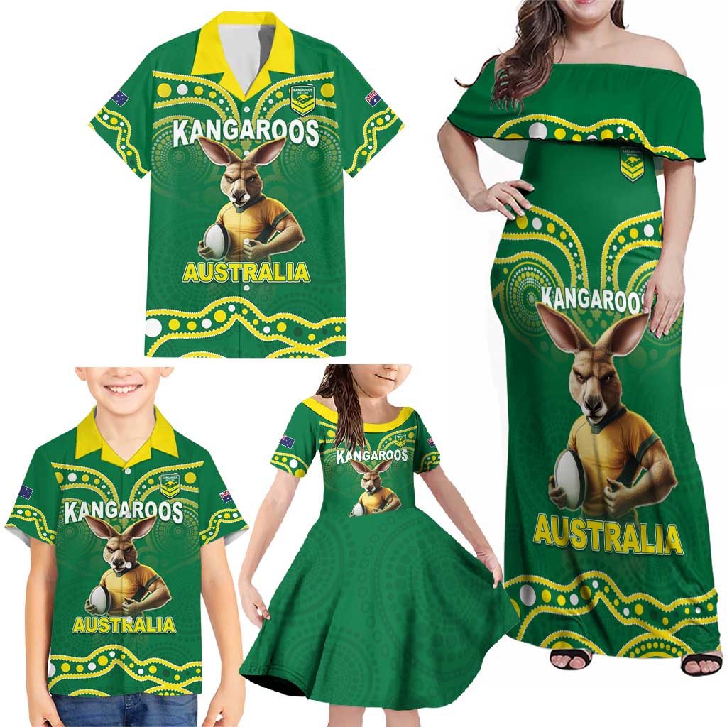 Australia Rugby Custom Family Matching Off Shoulder Maxi Dress and Hawaiian Shirt Kangaroos Make History Pacific Champions