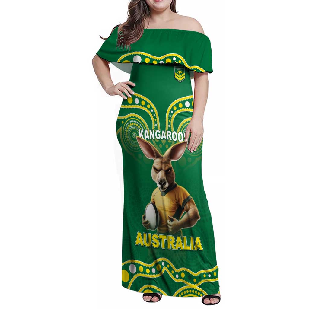 Australia Rugby Custom Family Matching Off Shoulder Maxi Dress and Hawaiian Shirt Kangaroos Make History Pacific Champions