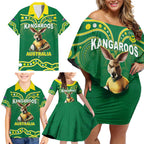 Australia Rugby Custom Family Matching Off Shoulder Short Dress and Hawaiian Shirt Kangaroos Make History Pacific Champions