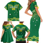 Australia Rugby Custom Family Matching Short Sleeve Bodycon Dress and Hawaiian Shirt Kangaroos Make History Pacific Champions