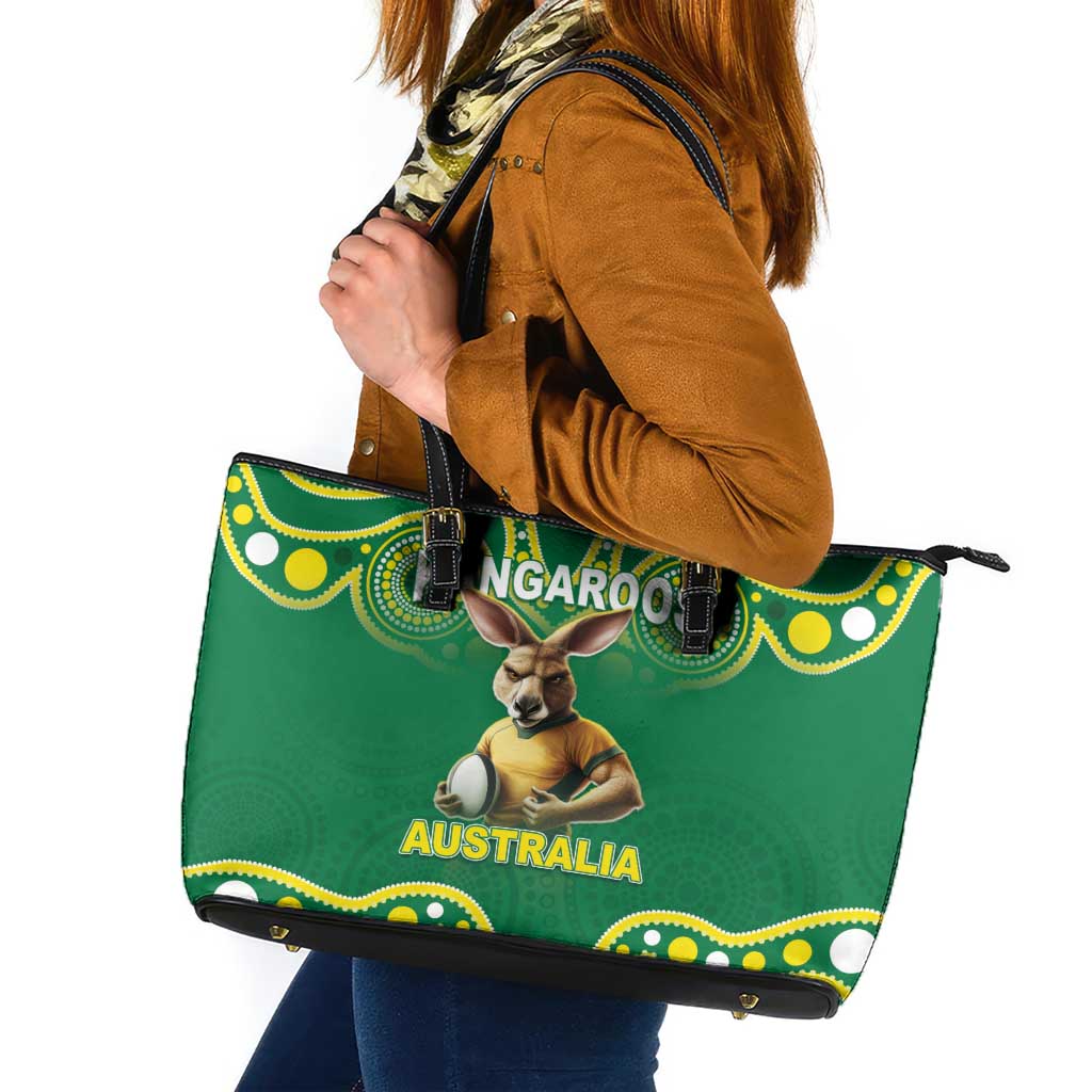 Australia Rugby Custom Leather Tote Bag Kangaroos Make History Pacific Champions