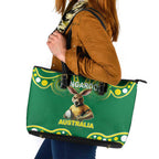 Australia Rugby Custom Leather Tote Bag Kangaroos Make History Pacific Champions