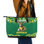 Australia Rugby Custom Leather Tote Bag Kangaroos Make History Pacific Champions