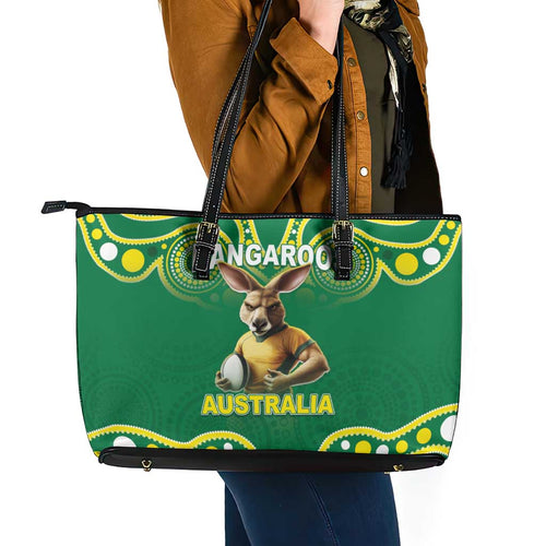 Australia Rugby Custom Leather Tote Bag Kangaroos Make History Pacific Champions