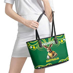 Australia Rugby Custom Leather Tote Bag Kangaroos Make History Pacific Champions