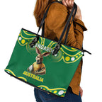Australia Rugby Custom Leather Tote Bag Kangaroos Make History Pacific Champions