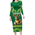 Australia Rugby Custom Long Sleeve Bodycon Dress Kangaroos Make History Pacific Champions