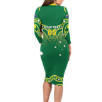 Australia Rugby Custom Long Sleeve Bodycon Dress Kangaroos Make History Pacific Champions