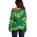 Australia Rugby Custom Off Shoulder Sweater Kangaroos Make History Pacific Champions
