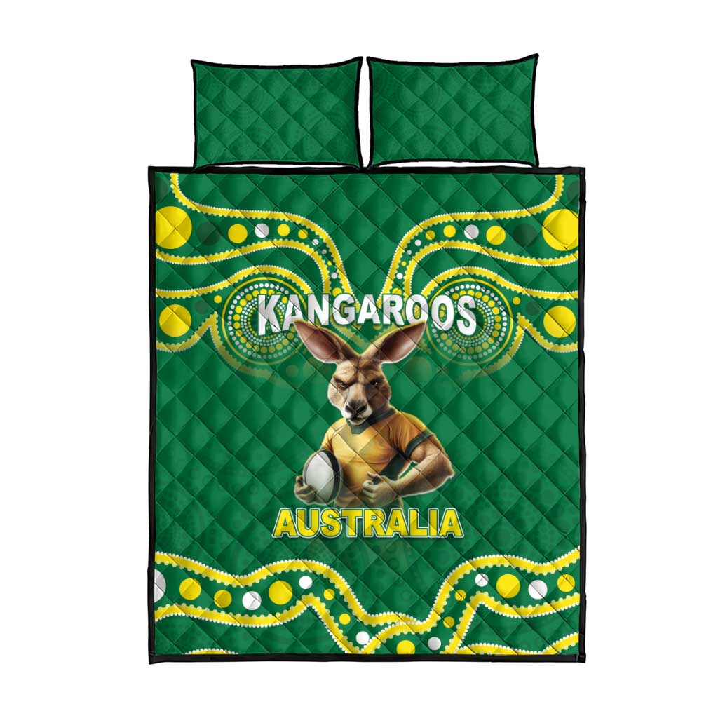 Australia Rugby Custom Quilt Bed Set Kangaroos Make History Pacific Champions