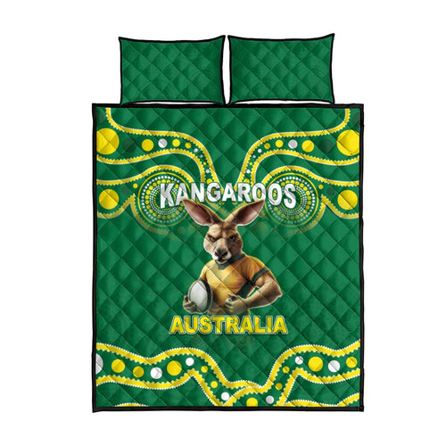 Australia Rugby Custom Quilt Bed Set Kangaroos Make History Pacific Champions