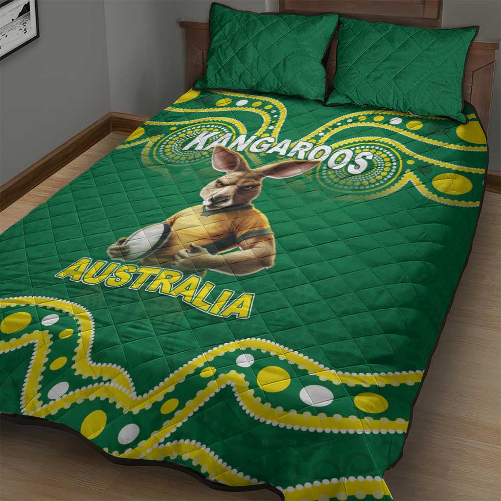 Australia Rugby Custom Quilt Bed Set Kangaroos Make History Pacific Champions