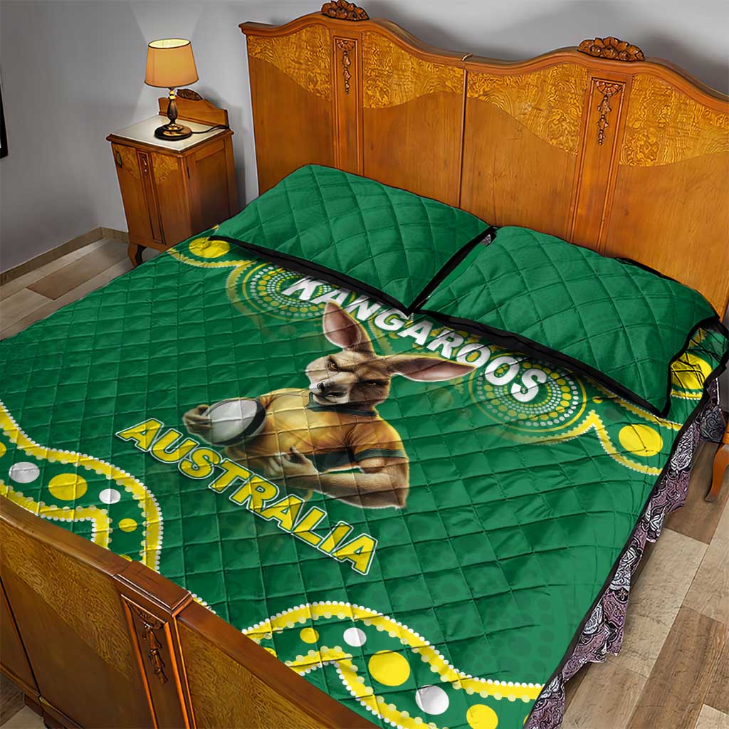 Australia Rugby Custom Quilt Bed Set Kangaroos Make History Pacific Champions