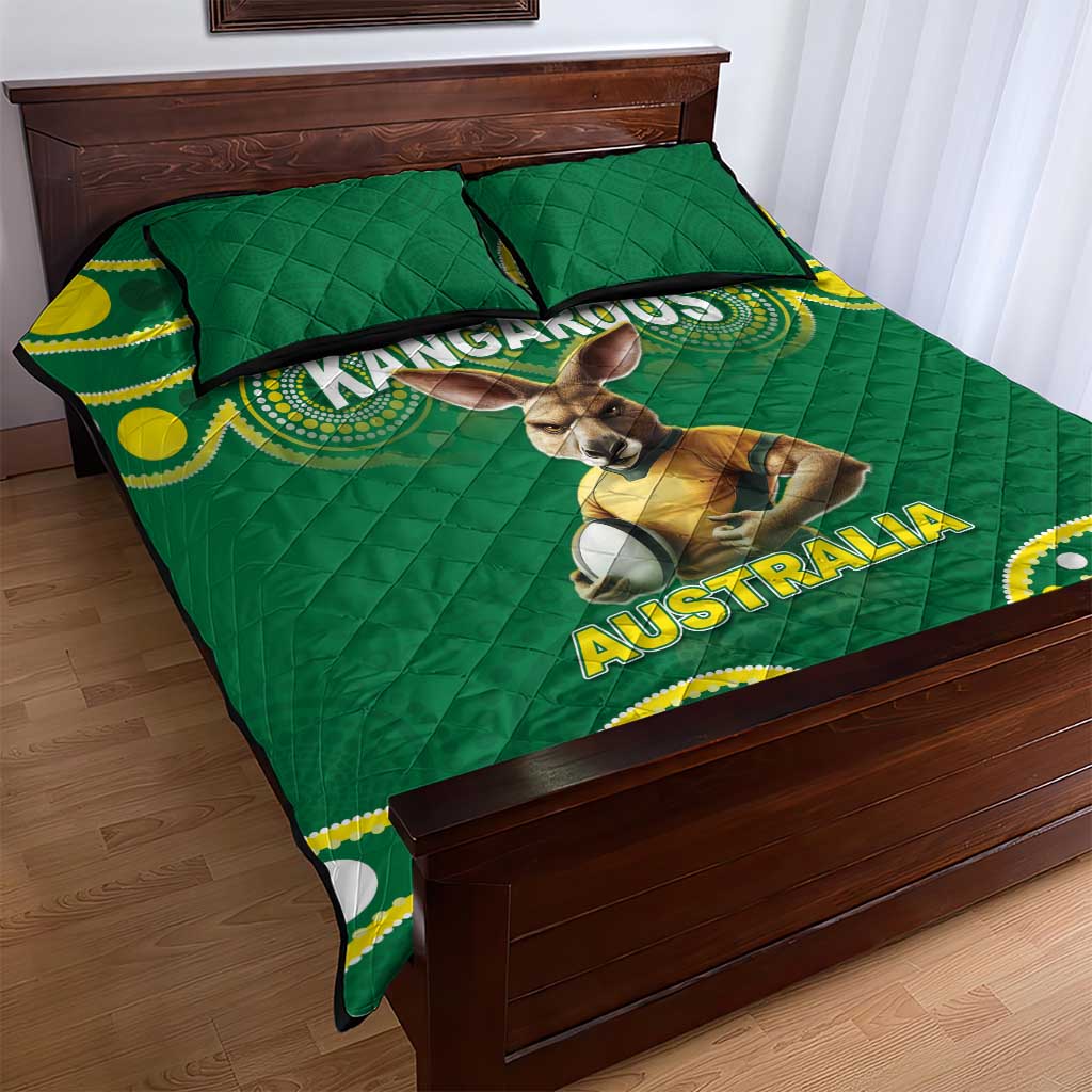 Australia Rugby Custom Quilt Bed Set Kangaroos Make History Pacific Champions